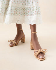 Loeffler Randall Mikel White Bow Mid-Heel Sandal I Heeled Sandals I Footwear | Women Heeled Sandals