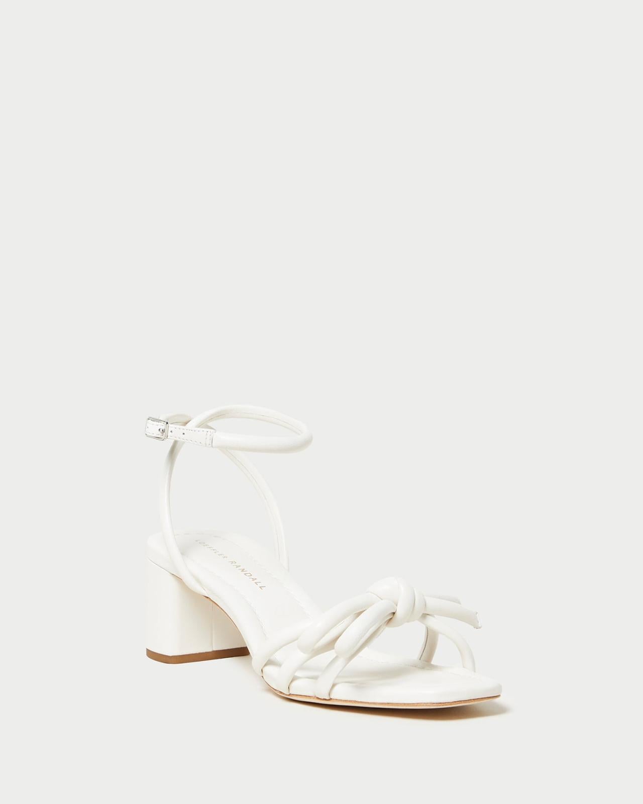 Loeffler Randall Mikel White Bow Mid-Heel Sandal I Heeled Sandals I Footwear | Women Heeled Sandals