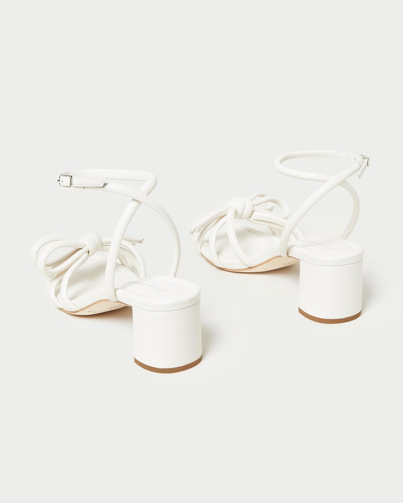 Loeffler Randall Mikel White Bow Mid-Heel Sandal I Heeled Sandals I Footwear | Women Heeled Sandals