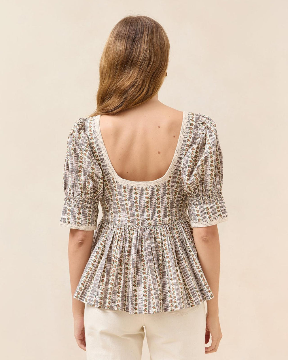 Loeffler Randall Milly Pink/Cream Floral Top | Women Tops