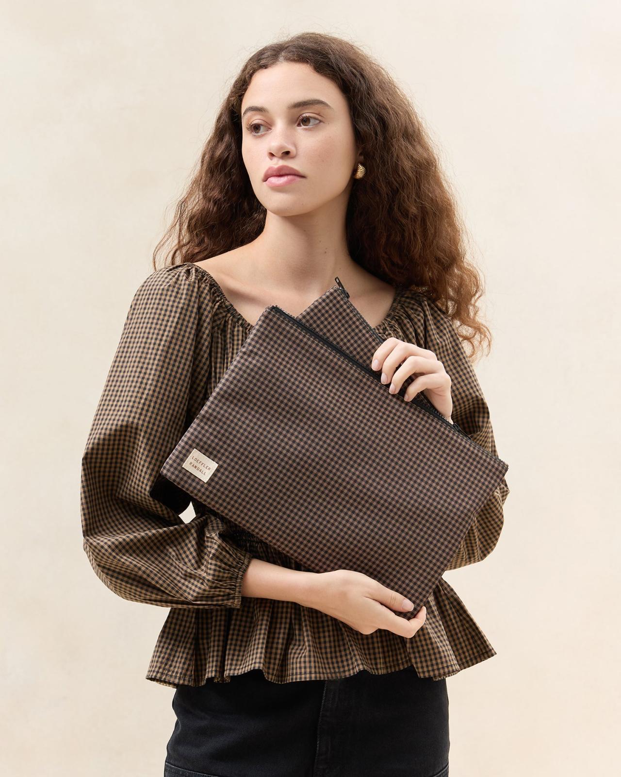 Loeffler Randall Murphy Brown/Black Check Pouch Set | Women Accessories