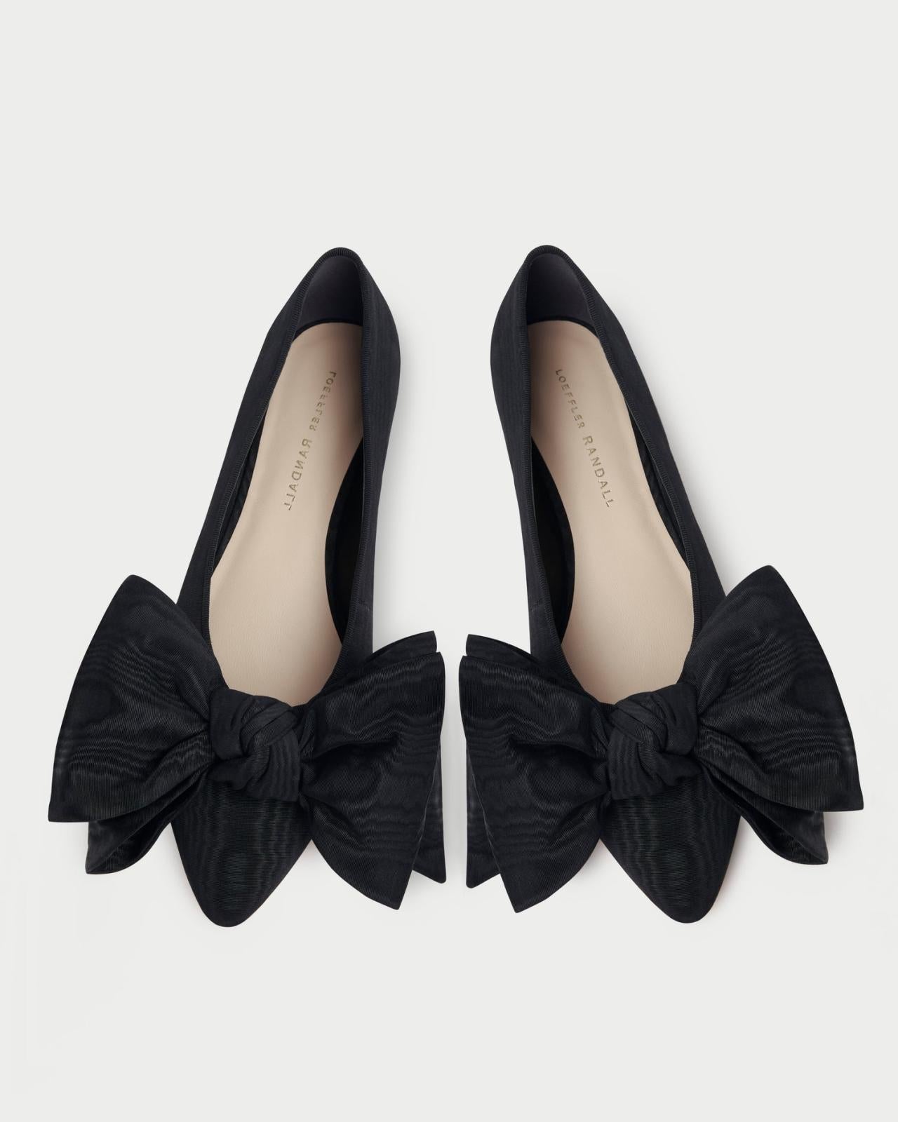 Loeffler Randall Noa Black Moiré Bow Flat L Flats L Footwear | Women Flats &amp; Loafers
