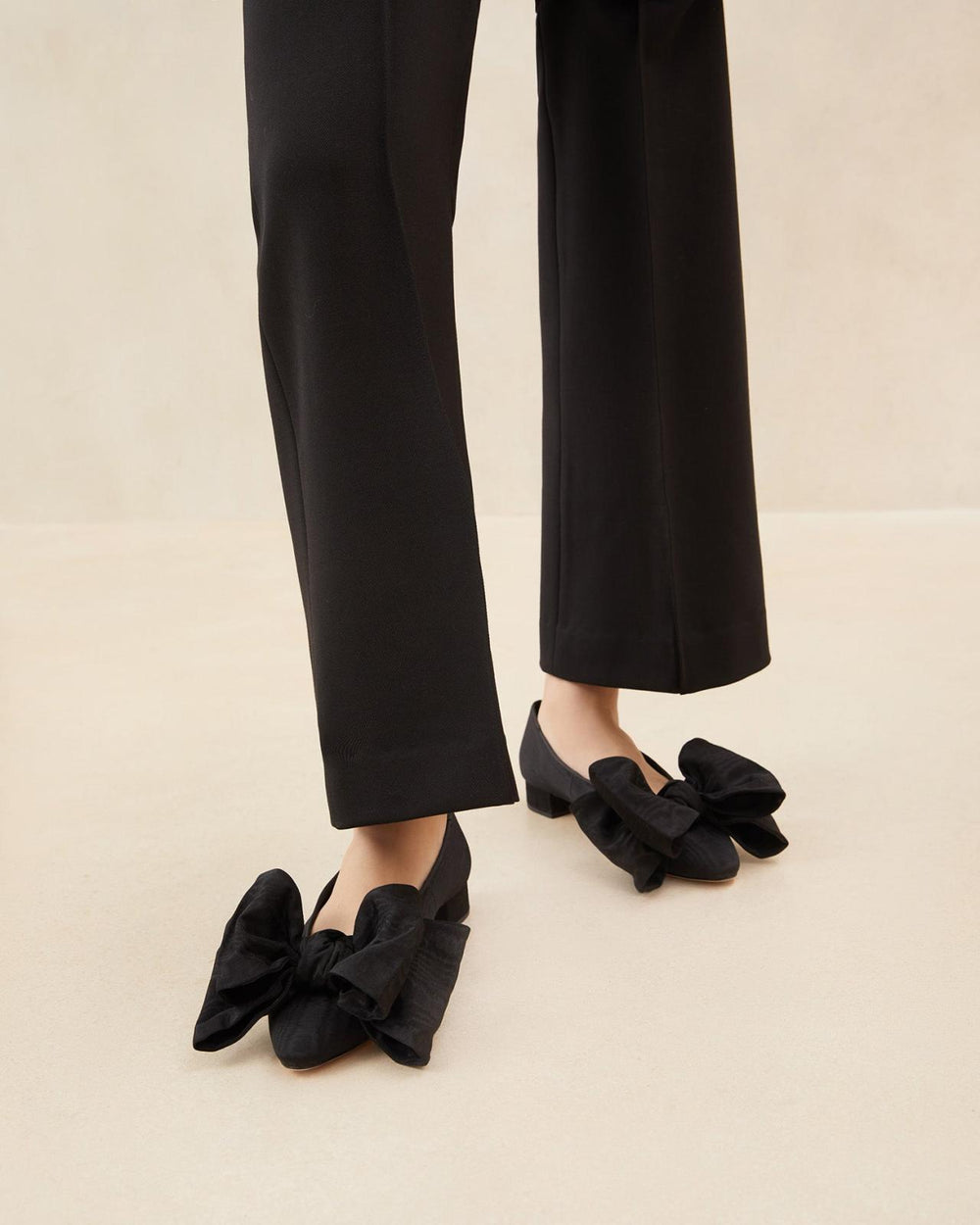 Loeffler Randall Noa Black Moiré Bow Flat L Flats L Footwear | Women Flats &amp; Loafers