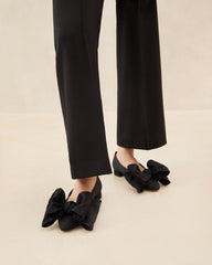 Loeffler Randall Noa Black Moiré Bow Flat L Flats L Footwear | Women Flats &amp; Loafers