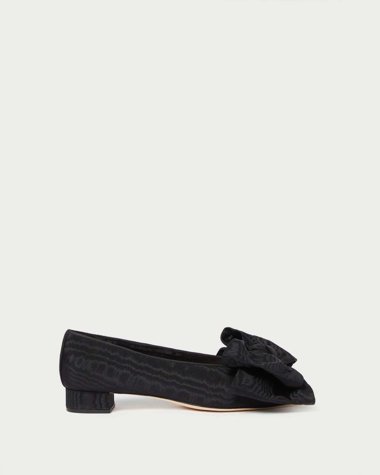 Loeffler Randall Noa Black Moiré Bow Flat L Flats L Footwear | Women Flats &amp; Loafers