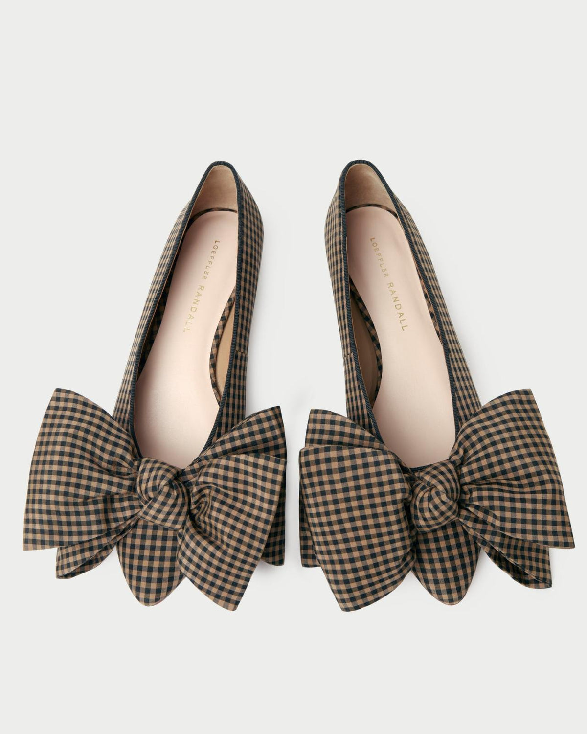 Loeffler Randall Noa Brown/Black Check Bow Flat | Women Flats &amp; Loafers