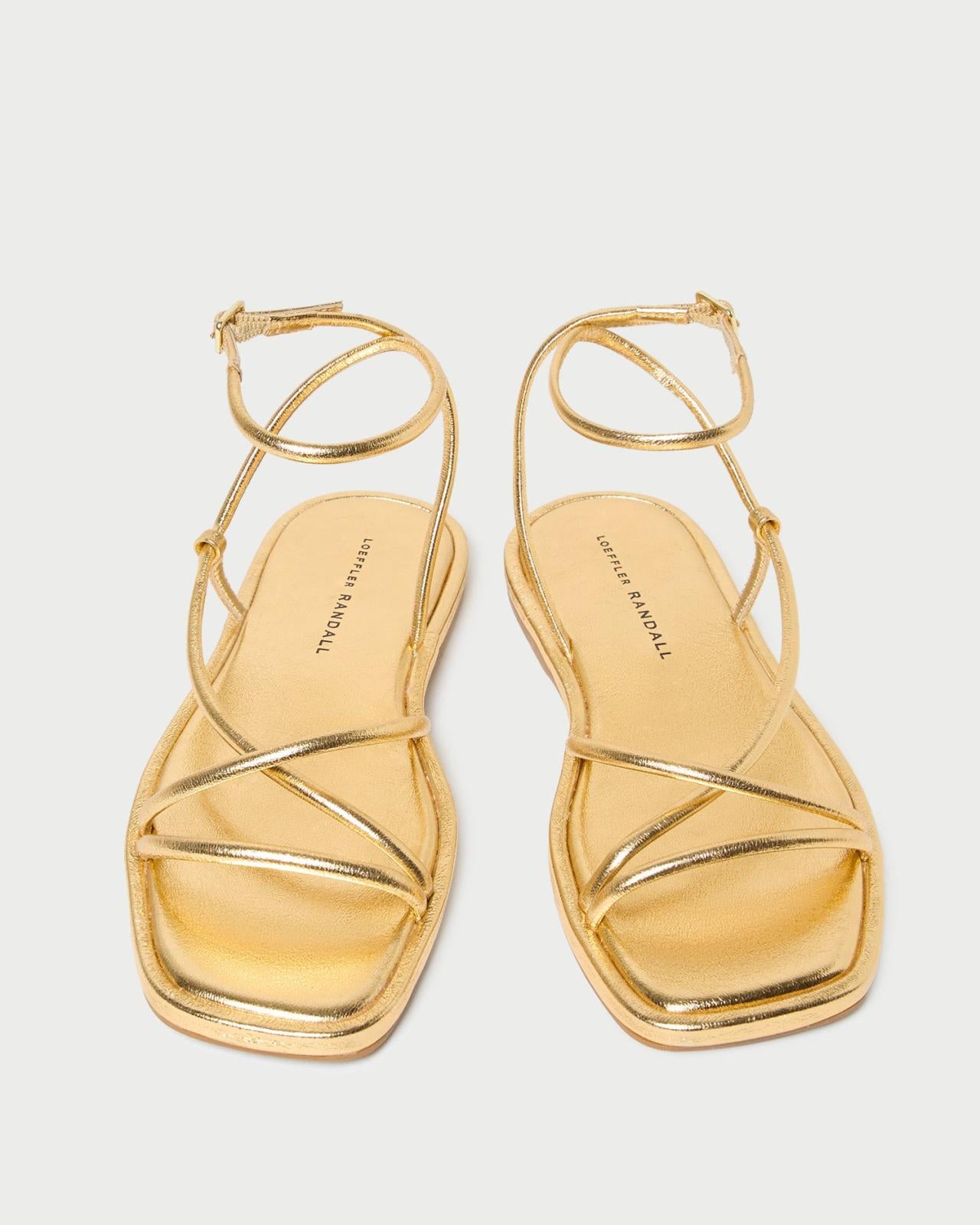 Loeffler Randall Noor Gold Leather Flat Sandal I Flat Sandals I Footwear | Women Flat Sandals