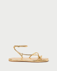 Loeffler Randall Noor Gold Leather Flat Sandal I Flat Sandals I Footwear | Women Flat Sandals