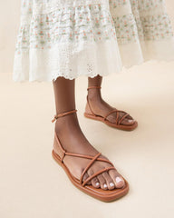 Loeffler Randall Noor Timber Leather Flat Sandal I Flat Sandals I Footwear | Women Flat Sandals