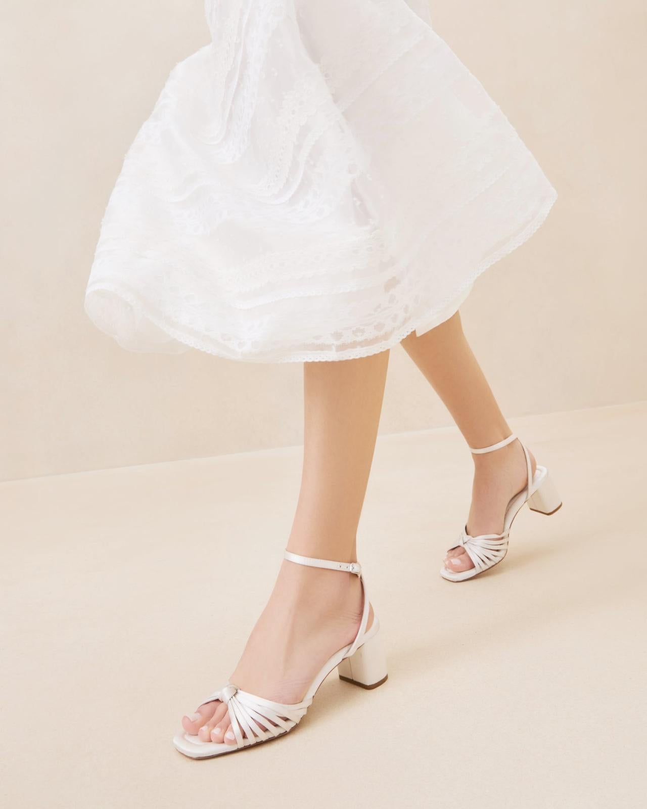 Loeffler Randall Olivia Cream Knot Mid-Heel Sandal L Heeled Sandals L Footwear | Women Heeled Sandals