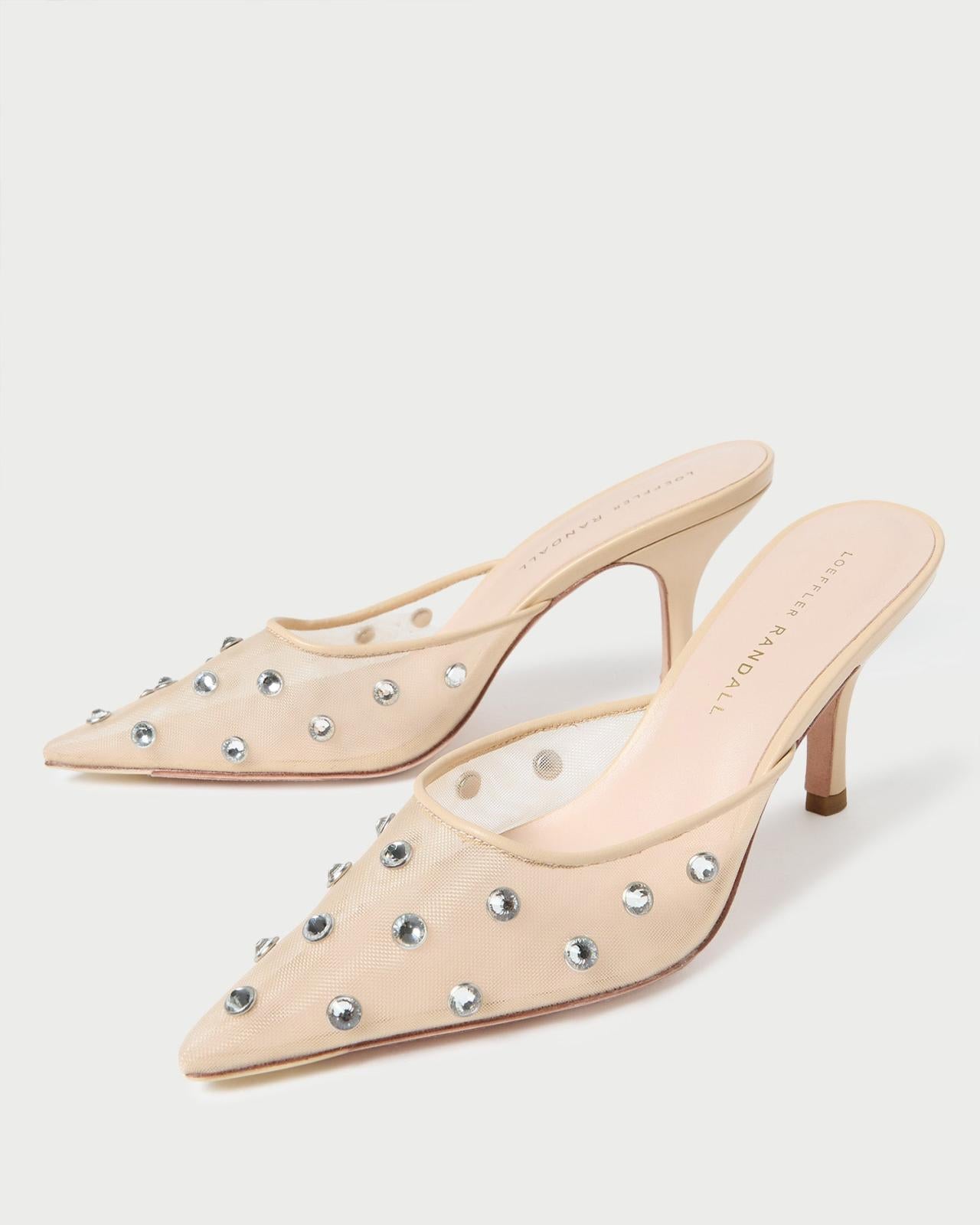 Loeffler Randall Paloma Cream/Crystal Mesh Mule I Mules I Footwear | Women Pumps &amp; Mules