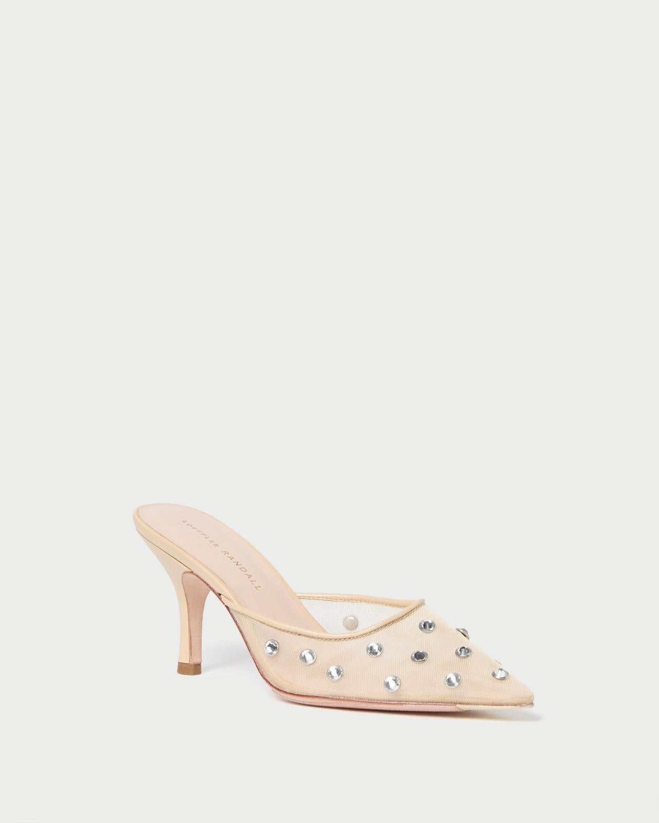 Loeffler Randall Paloma Cream/Crystal Mesh Mule I Mules I Footwear | Women Pumps &amp; Mules
