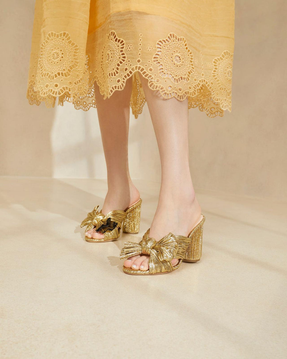 Loeffler Randall Penny Bow Sandal Gold | Women Heeled Sandals