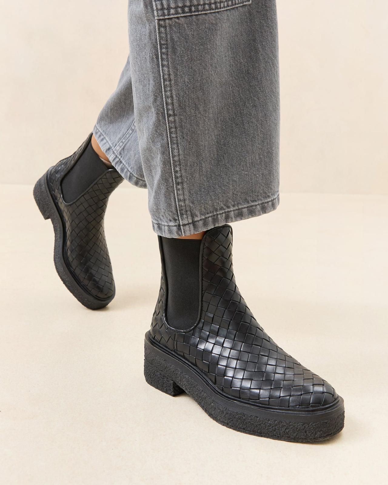 Loeffler Randall Raquel Black Woven Chelsea Boot | Women Boots