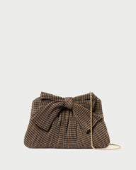 Loeffler Randall Rayne Brown/Black Pleated Bow Clutch | Women Clutches