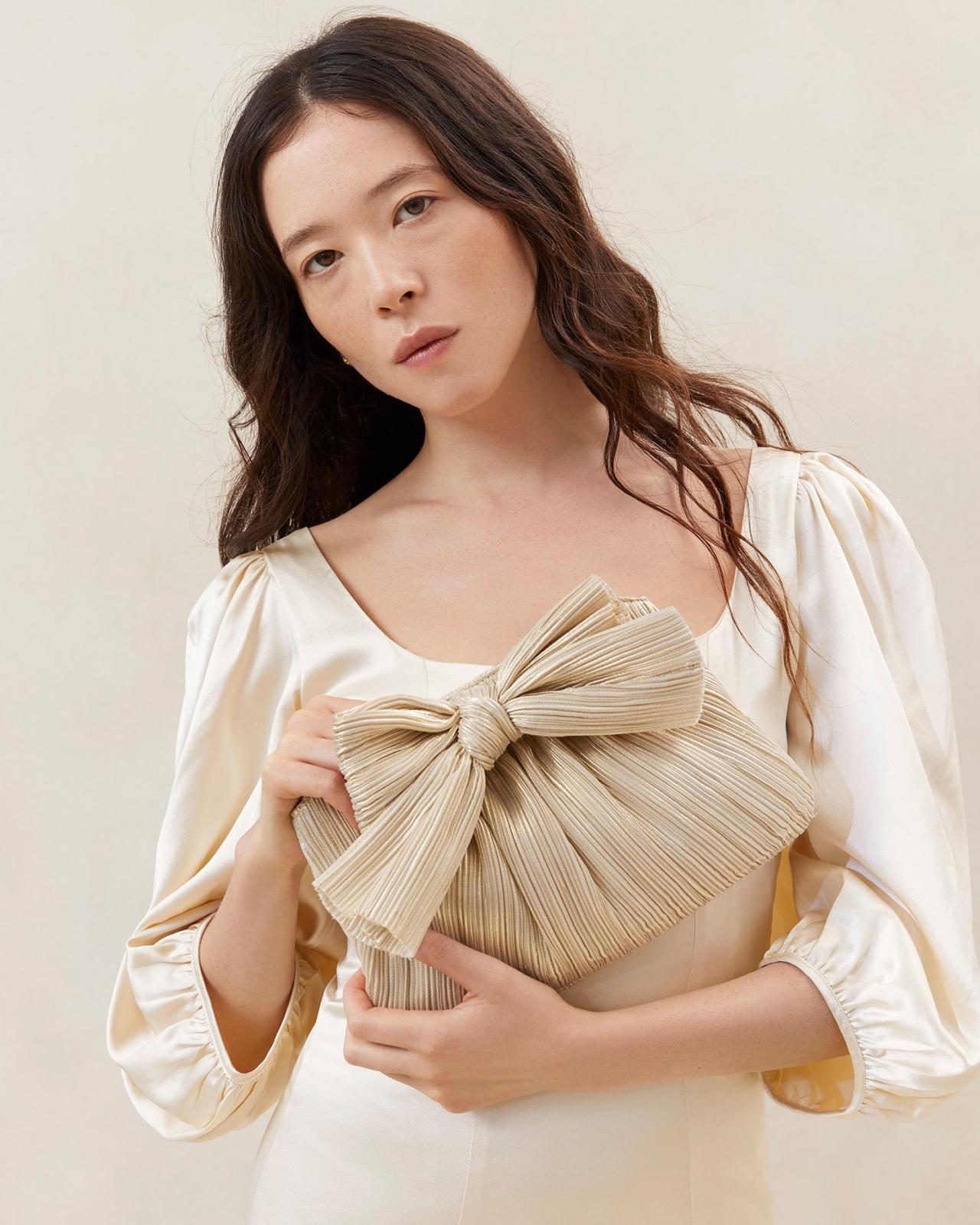 Loeffler Randall Rayne Platinum Bow Clutch | Women Clutches