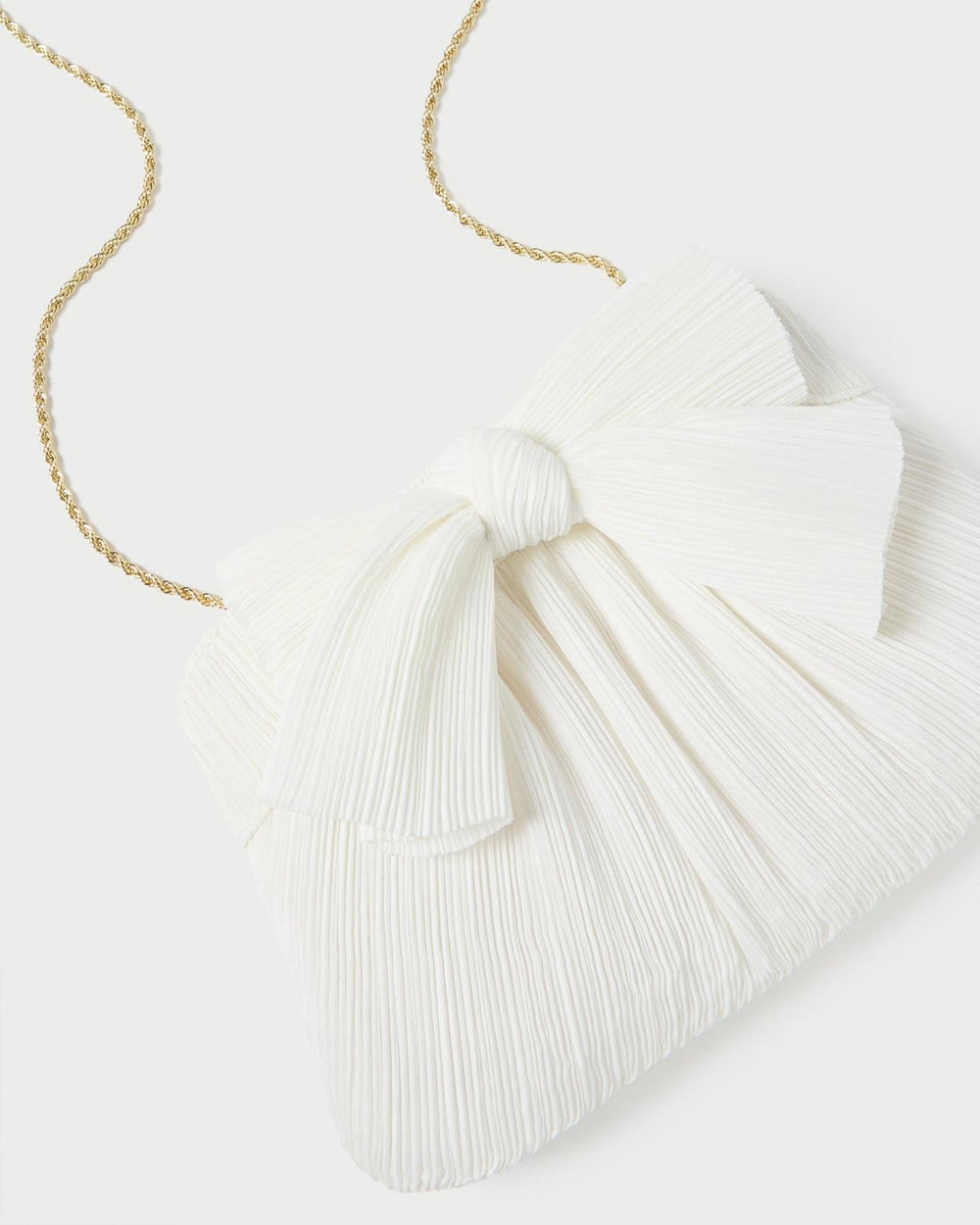 Loeffler Randall Rayne White Pleated Bow Clutch I Clutches I Handbags | Women Clutches