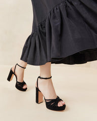 Loeffler Randall Rivka Black Suede Platform Sandal L Heeled Sandals L Footwear | Women Heeled Sandals