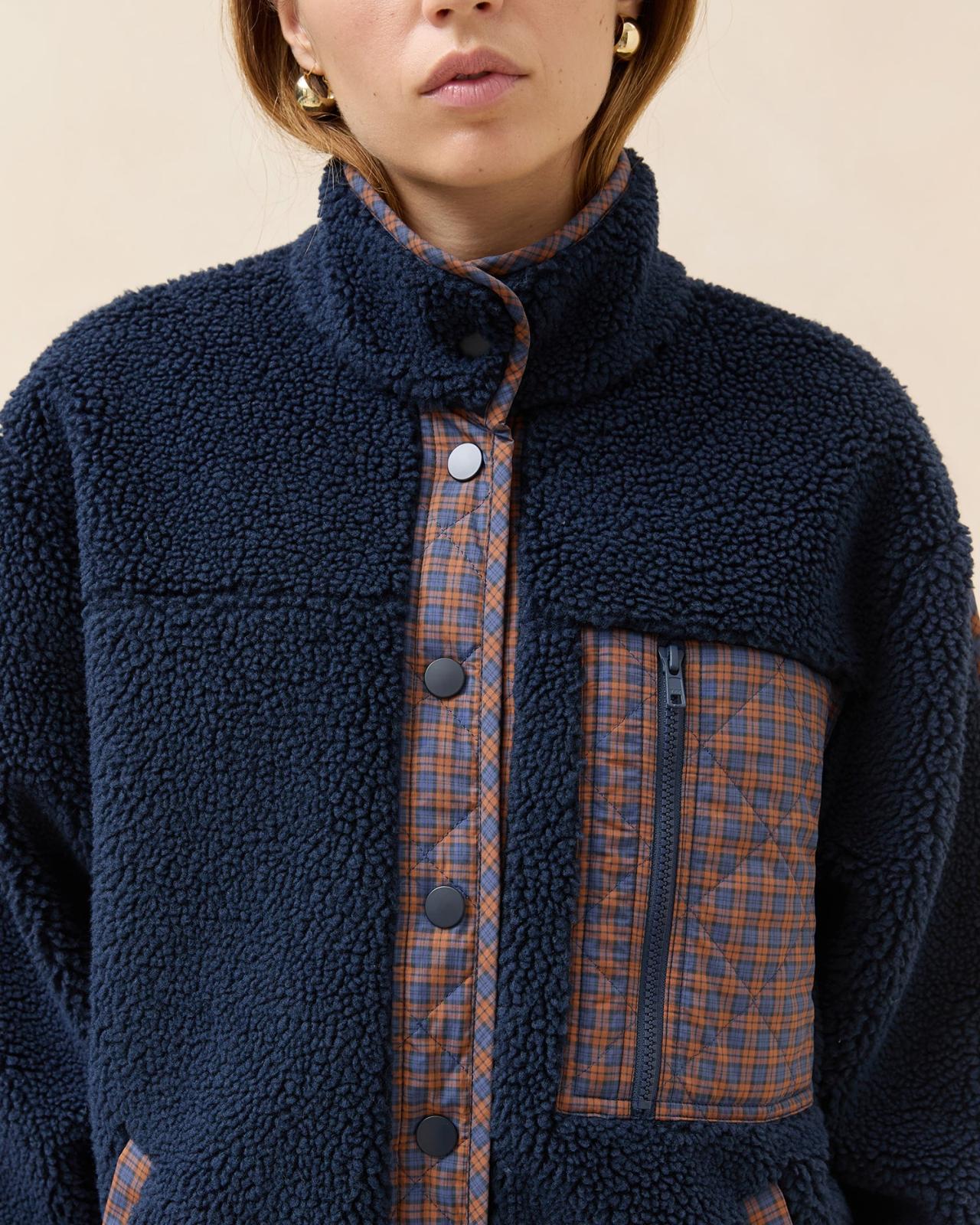 Loeffler Randall Rocky Navy/Rust Fleece Jacket | Women Outerwear