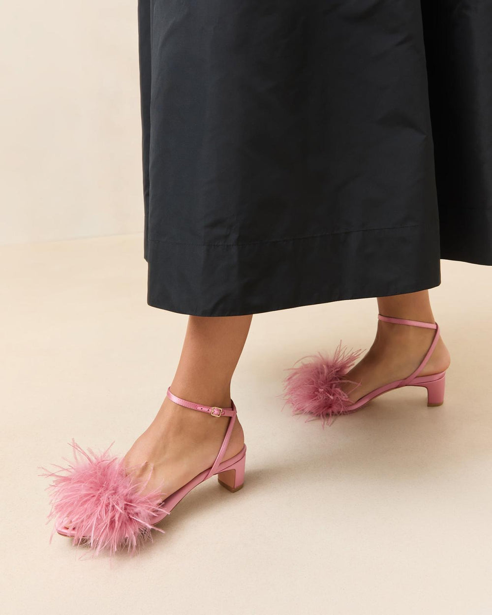 Loeffler Randall Senna Rose Satin/Feather Sandal | Women Heeled Sandals