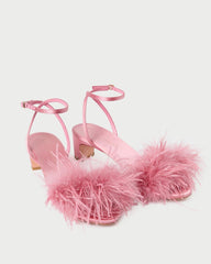 Loeffler Randall Senna Rose Satin/Feather Sandal | Women Heeled Sandals