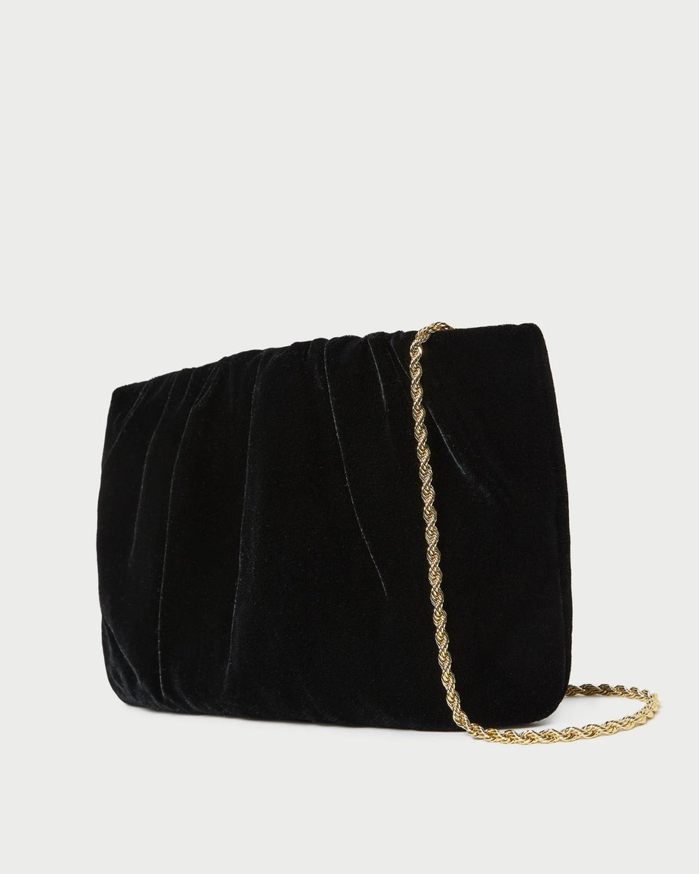 Loeffler Randall Serena Black Gathered Velvet Clutch | Women Clutches