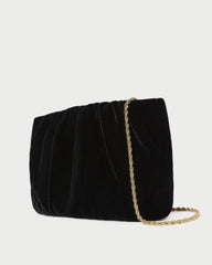 Loeffler Randall Serena Black Gathered Velvet Clutch | Women Clutches