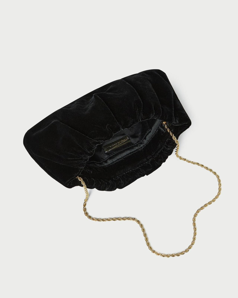 Loeffler Randall Serena Black Gathered Velvet Clutch | Women Clutches
