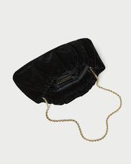 Loeffler Randall Serena Black Gathered Velvet Clutch | Women Clutches