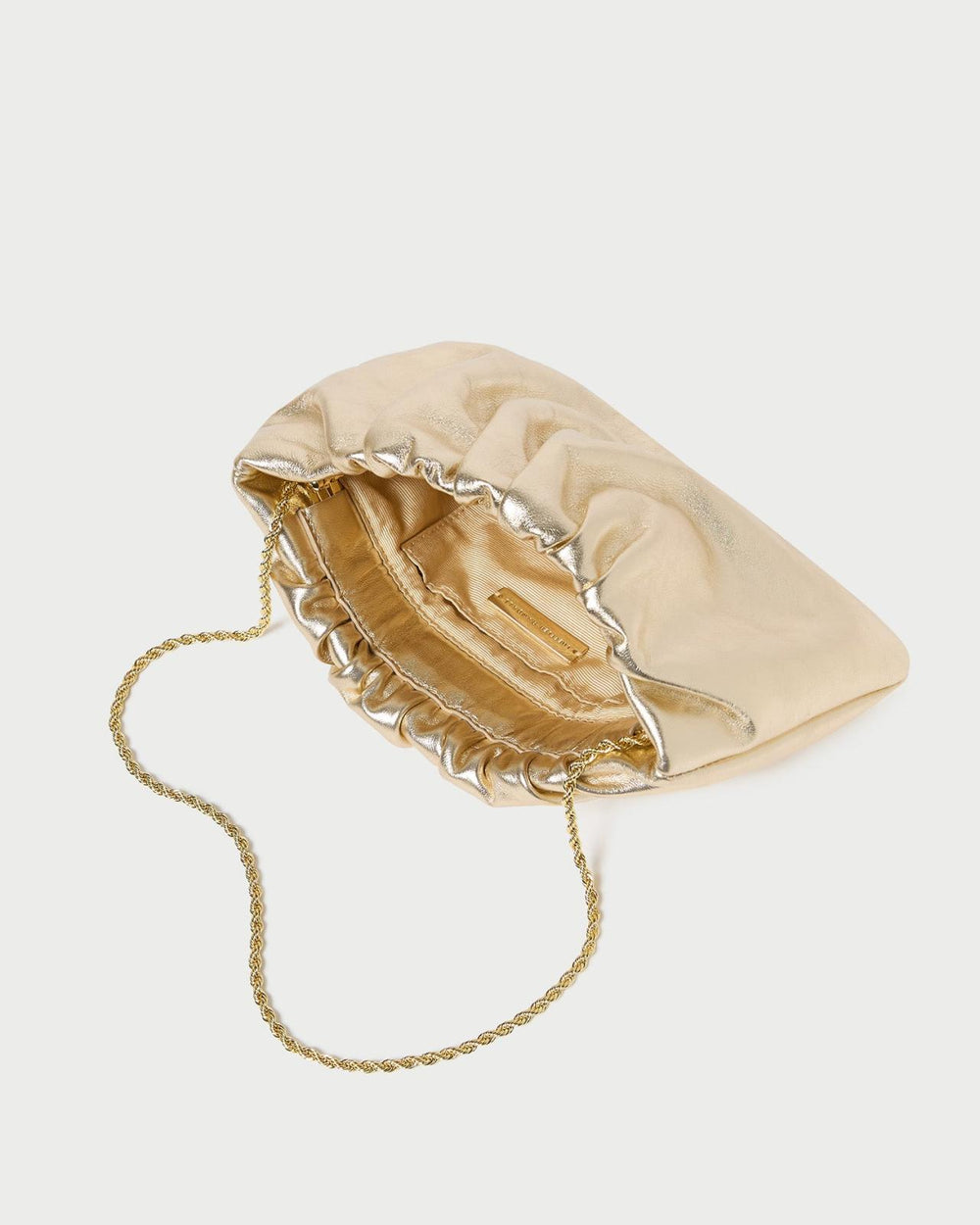 Loeffler Randall Serena Champagne Gathered Leather Clutch | Women Clutches