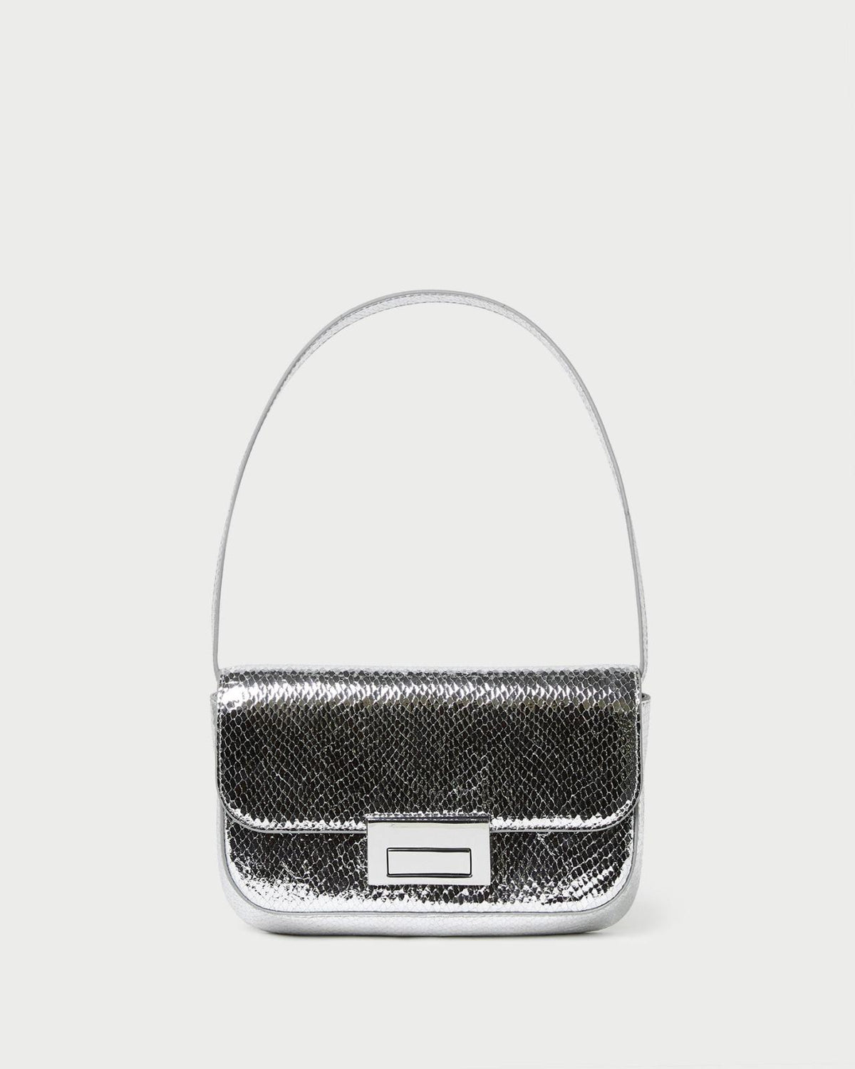 Loeffler Randall Stefania Silver Leather Baguette Bag I Shoulder Bags I Handbags | Women Shoulder Bags