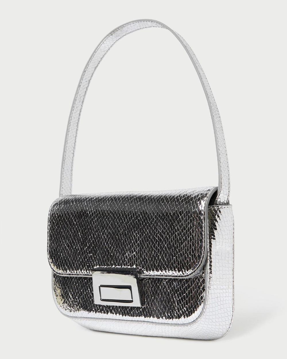 Loeffler Randall Stefania Silver Leather Baguette Bag I Shoulder Bags I Handbags | Women Shoulder Bags