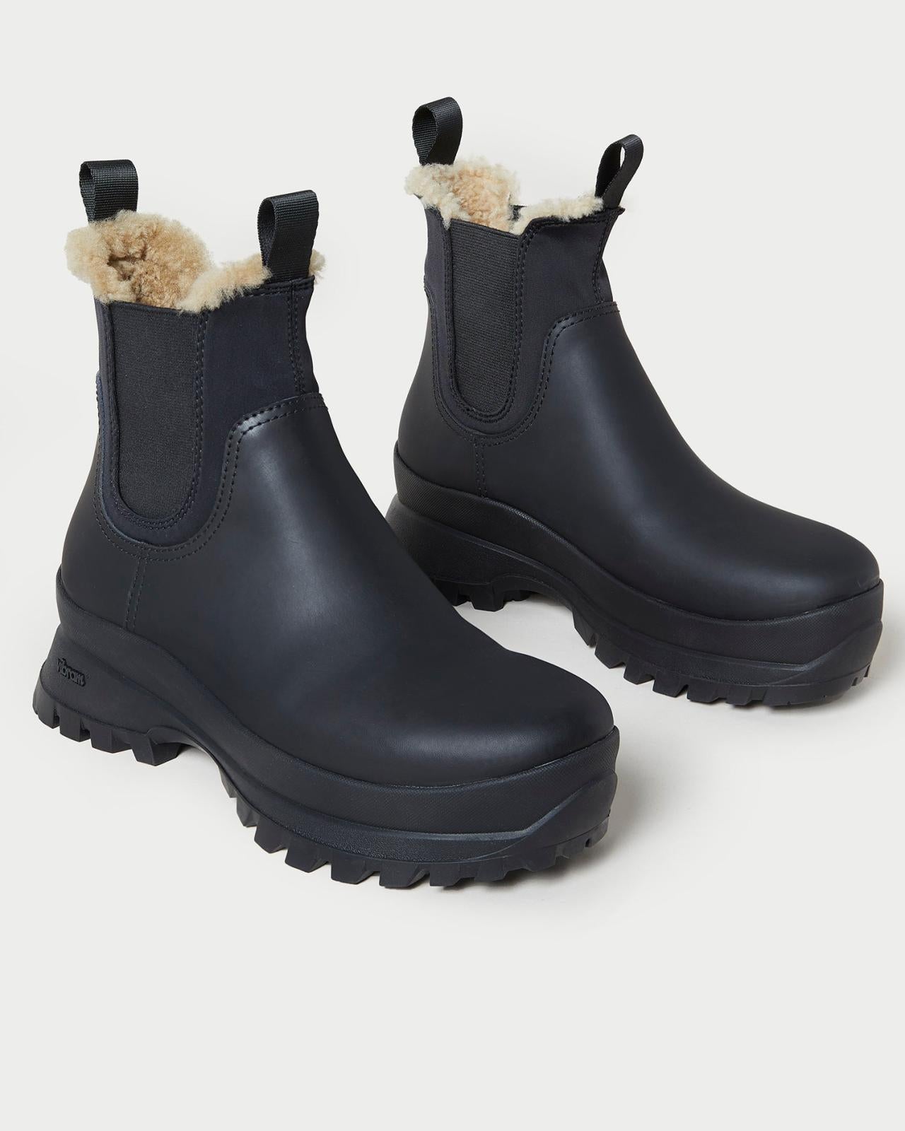 Loeffler Randall Tara Black Leather Weather Boot | Women Boots