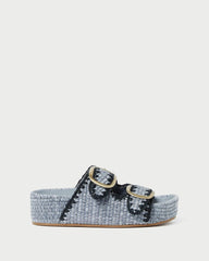 Loeffler Randall Theo Blue Raffia Footbed Sandal L Flat Sandals L Footwear | Women Flat Sandals