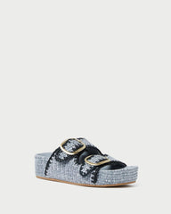 Loeffler Randall Theo Blue Raffia Footbed Sandal L Flat Sandals L Footwear | Women Flat Sandals