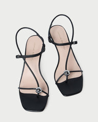 Loeffler Randall Triana Black Leather Mid-Heel Sandal | Women Heeled Sandals