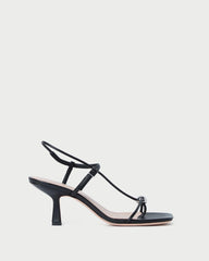 Loeffler Randall Triana Black Leather Mid-Heel Sandal | Women Heeled Sandals