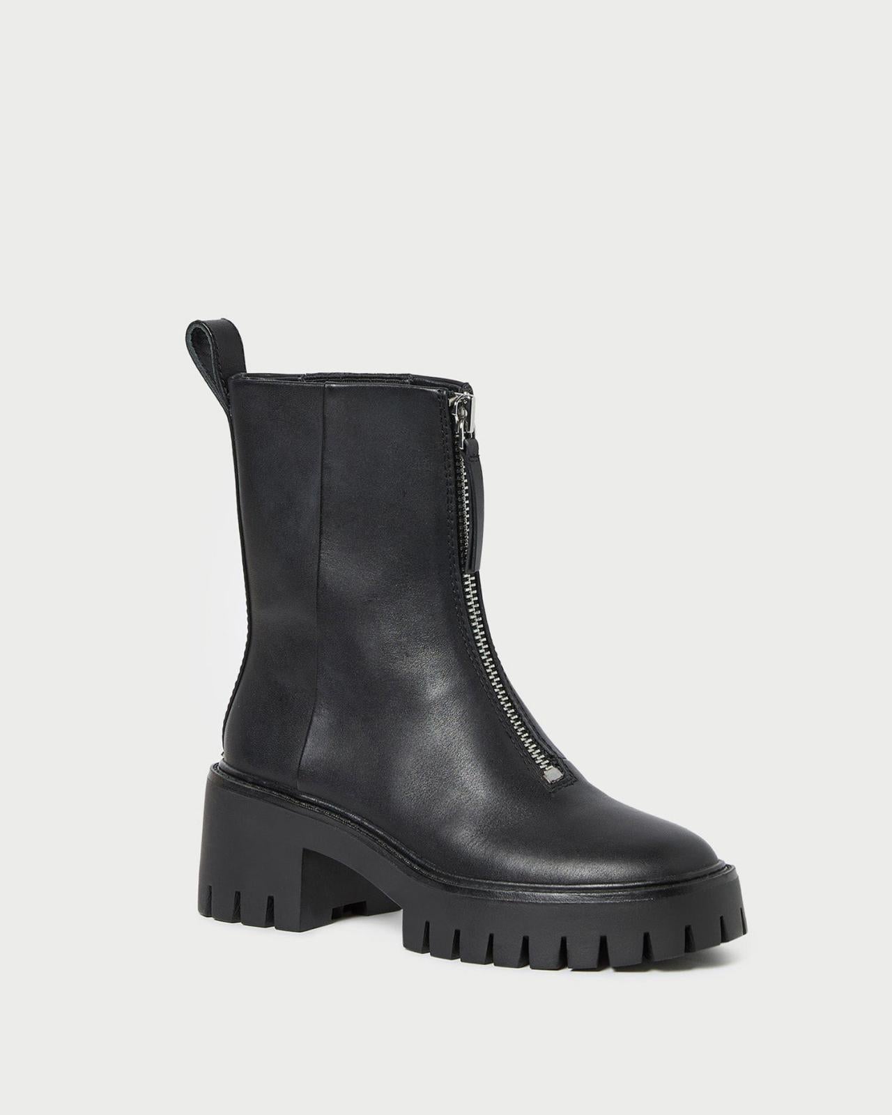 Loeffler Randall Trixie Black Leather Zip Boot | Women Boots