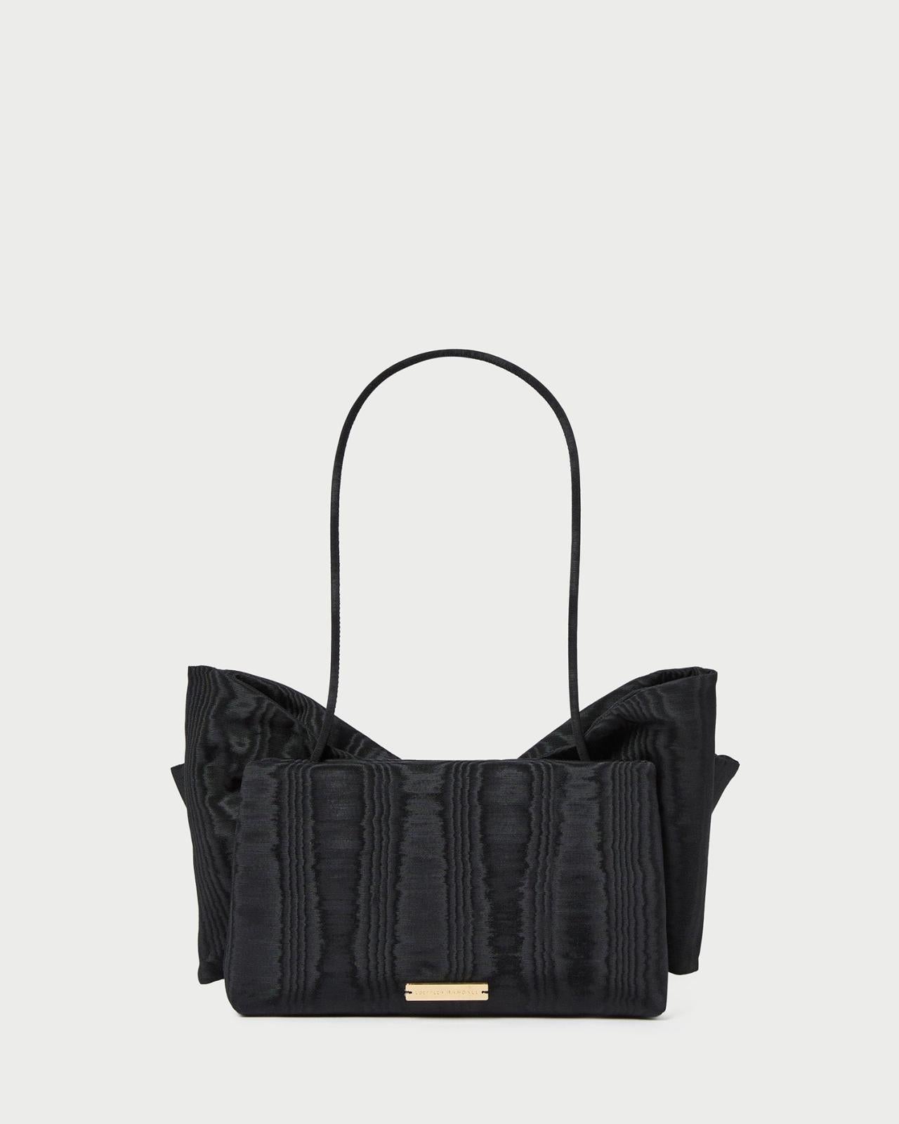 Loeffler Randall Valerie Black Moiré Bow Clutch | Women Clutches