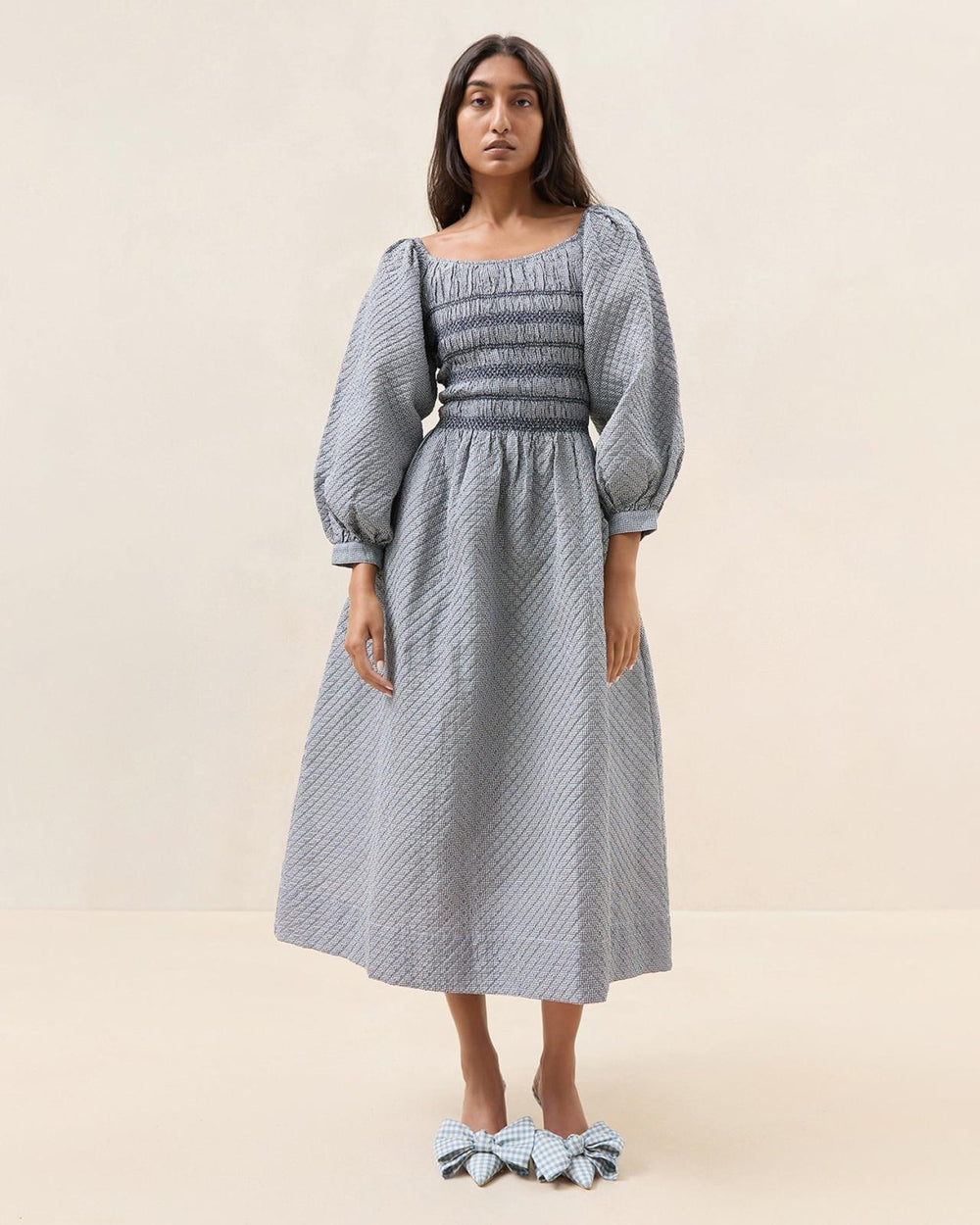 Loeffler Randall Vineta Navy/Rust Gathered Dress | Women Dresses
