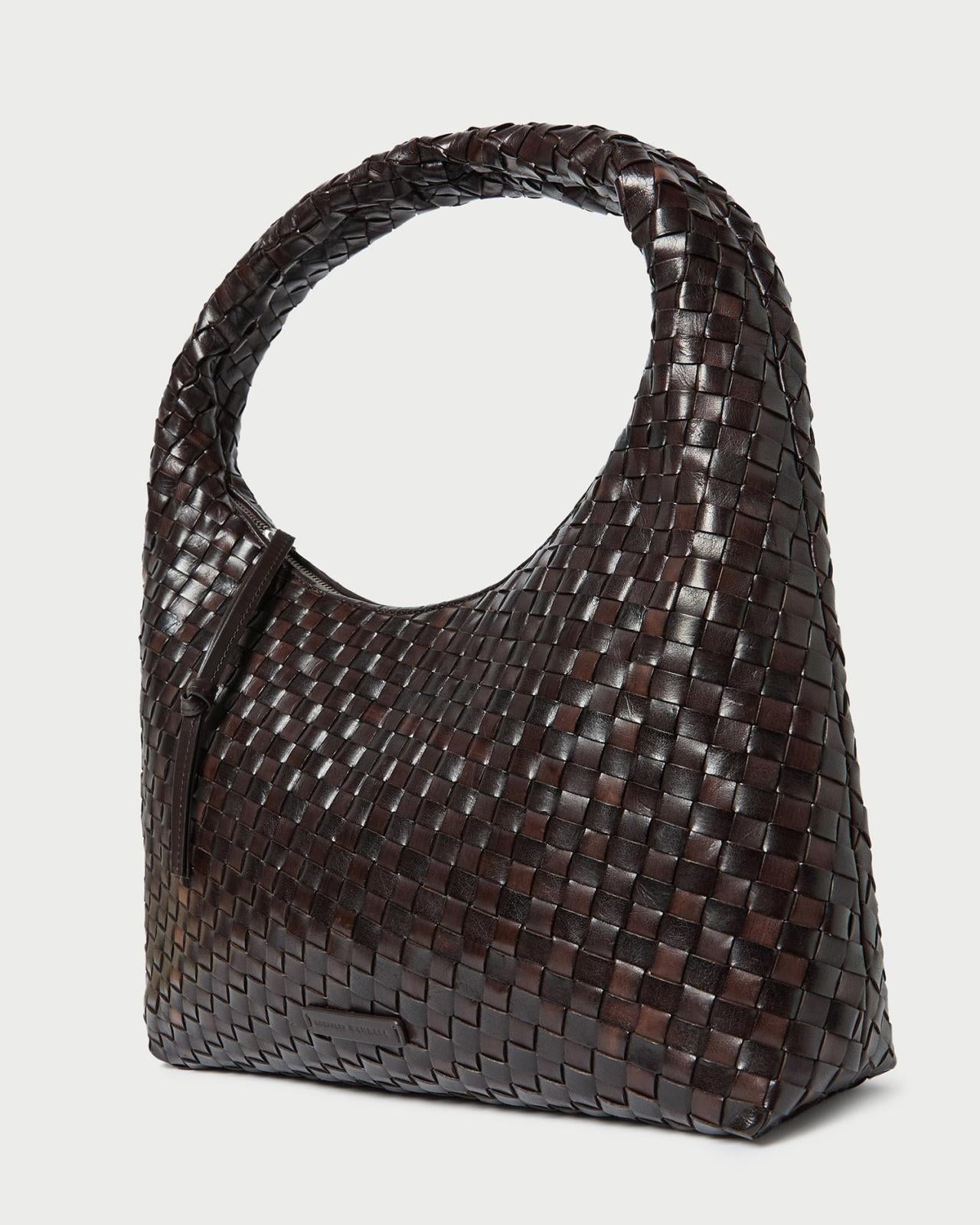 Loeffler Randall Willow Chocolate Woven Leather Hobo | Women Shoulder Bags