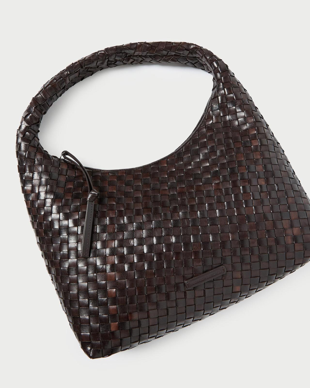 Loeffler Randall Willow Chocolate Woven Leather Hobo | Women Shoulder Bags