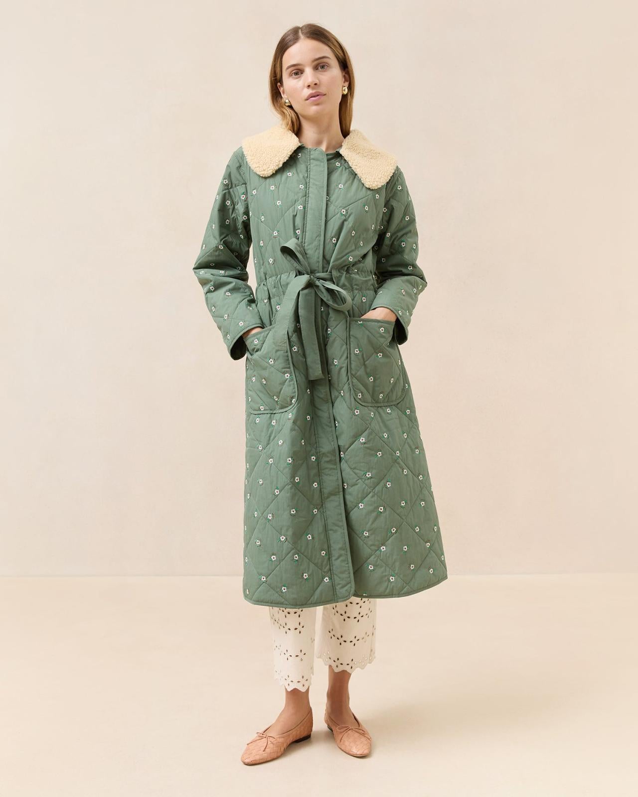 Loeffler Randall Wyatt Sage Floral Quilted Coat | Women Outerwear
