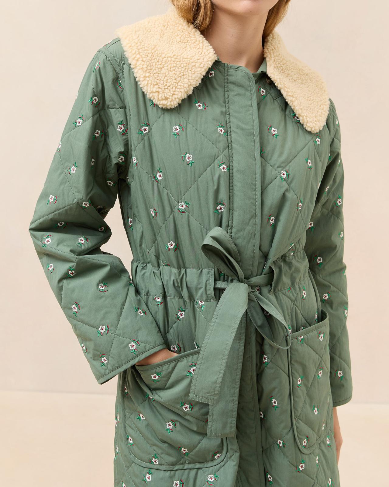 Loeffler Randall Wyatt Sage Floral Quilted Coat | Women Outerwear