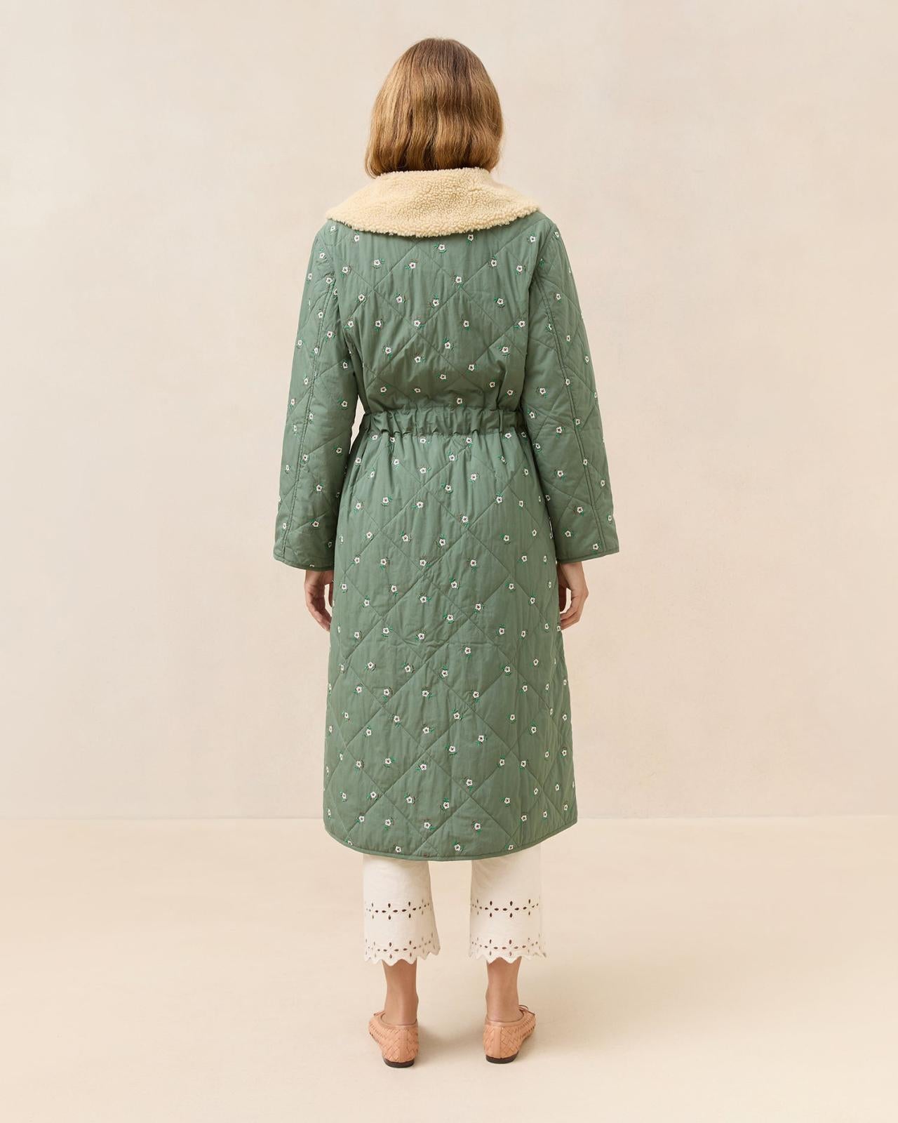 Loeffler Randall Wyatt Sage Floral Quilted Coat | Women Outerwear