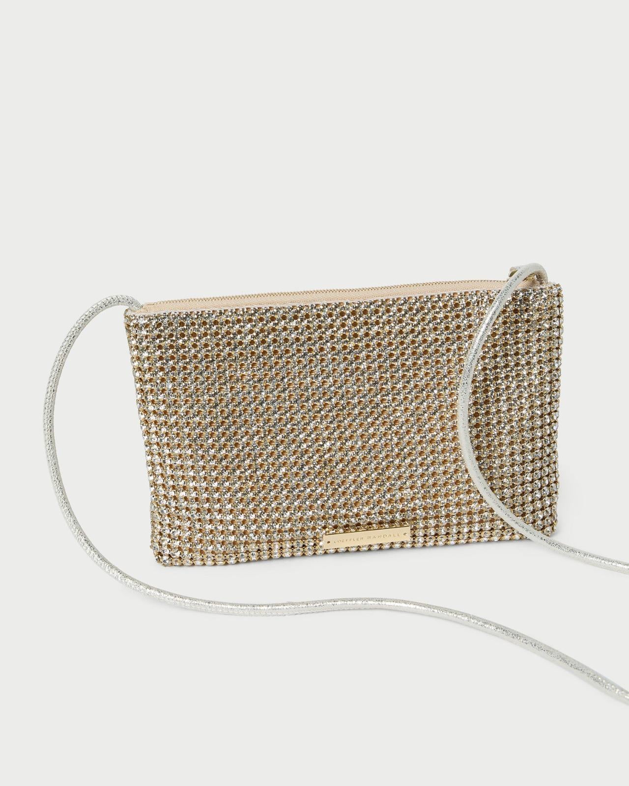 Loeffler Randall Yasmine Gold Diamanté Crossbody | Women Crossbodies